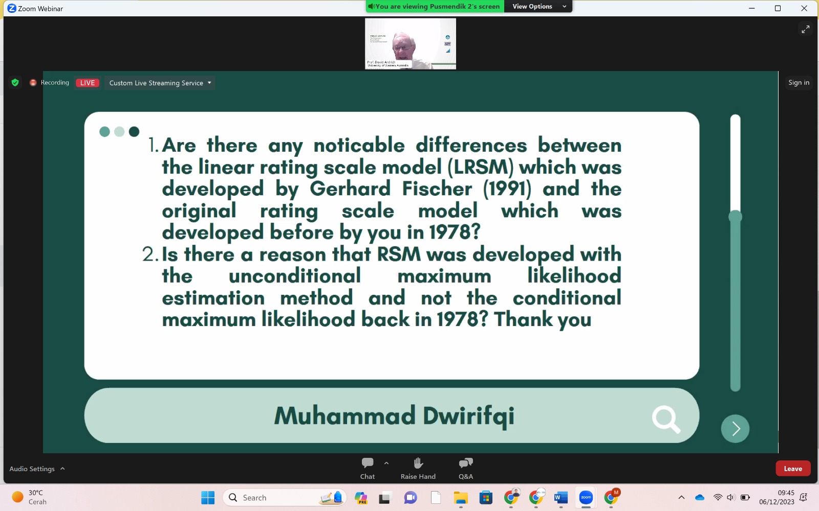 Exploring the Depths of Rasch Model with Prof. David Andrich